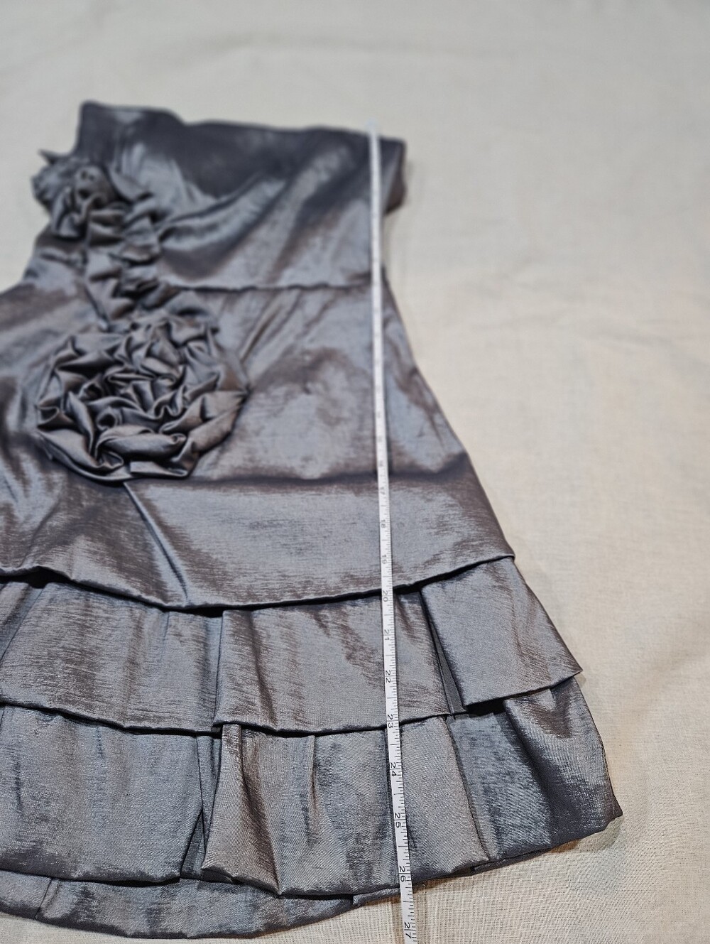 Silver Ruffle Strapless Dress - Picture 8 of 8